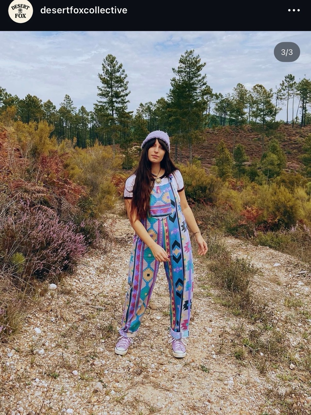 Desert Fox Collective handmade Aztec Print Overalls - Lavender Multi